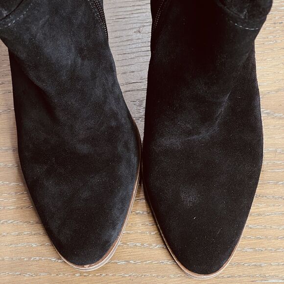 Vince Camuto Womens Phranzie High Boots Size 7 Suede Leather Side Zip Black Sexy - Picture 2 of 9